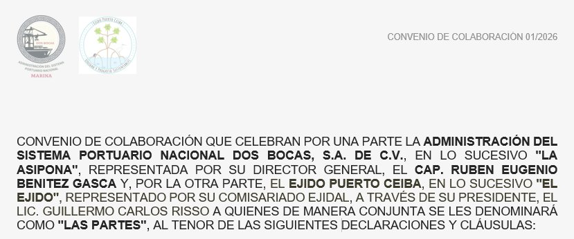 Convenio de Colaboración «LA ASIPONA» – EJIDO PUERTO CEIBA